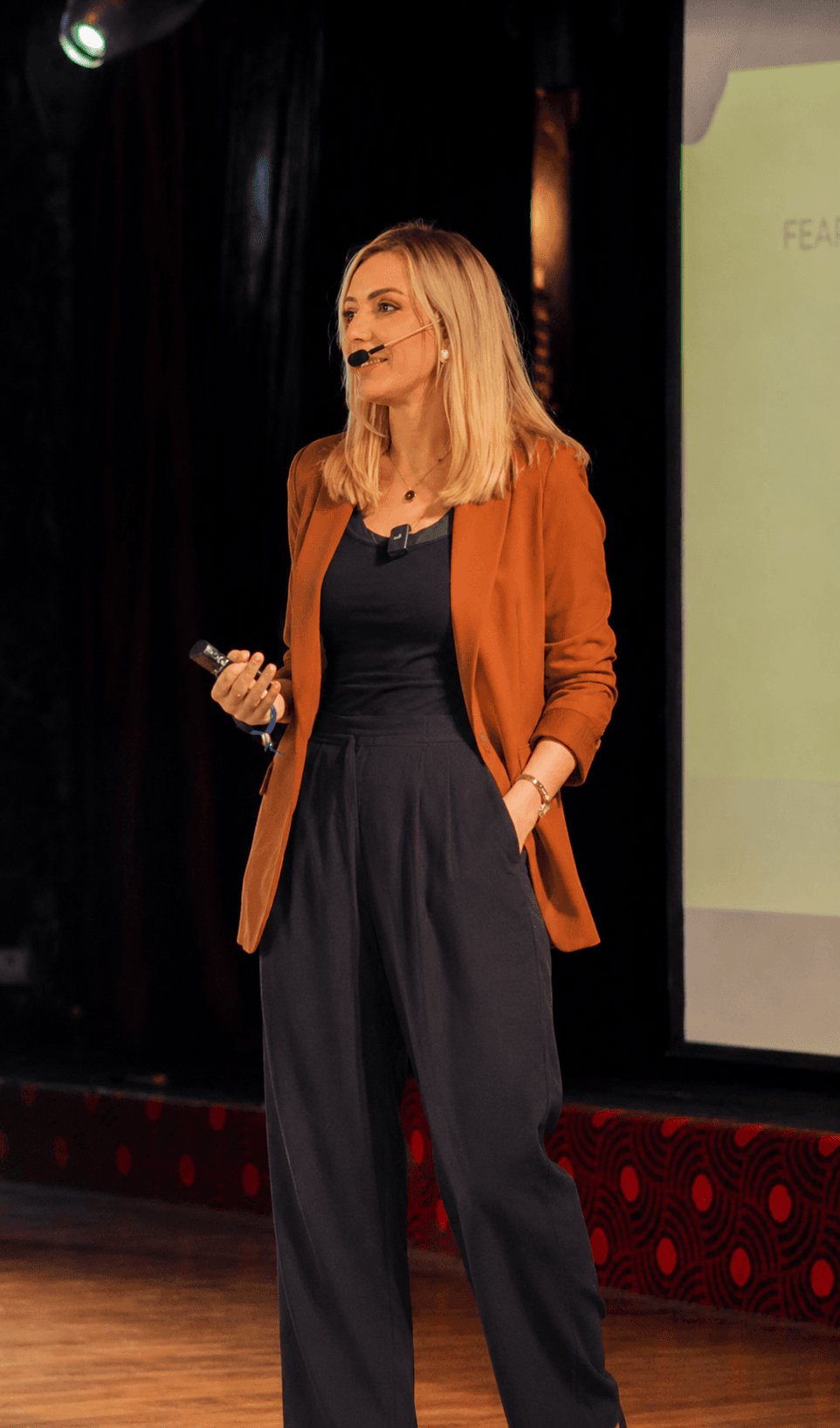 Ashleigh Ramshaw speaking on stage